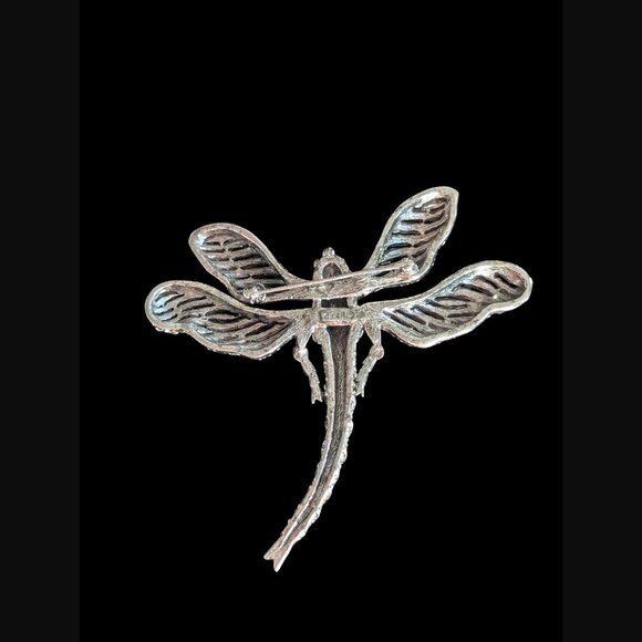 Vintage Ciner Signed Large Silver Tone Dragon Fly Brooch 3.75" - Picture 8 of 8